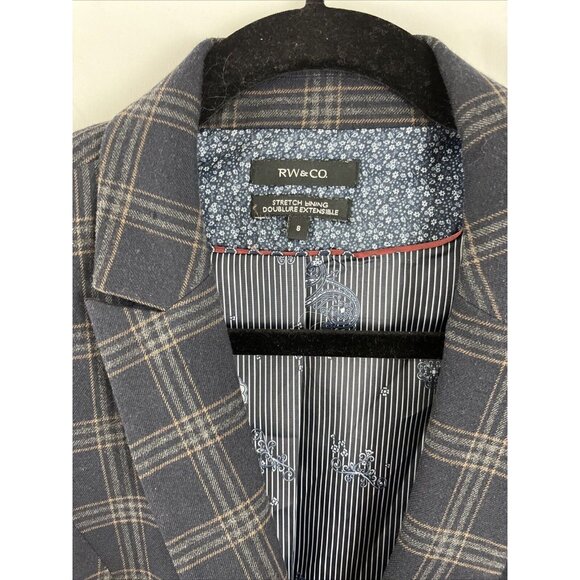 RW & Co. Blue and Grey Plaid Structured Blazer Women’s Size 8 - Picture 3 of 12